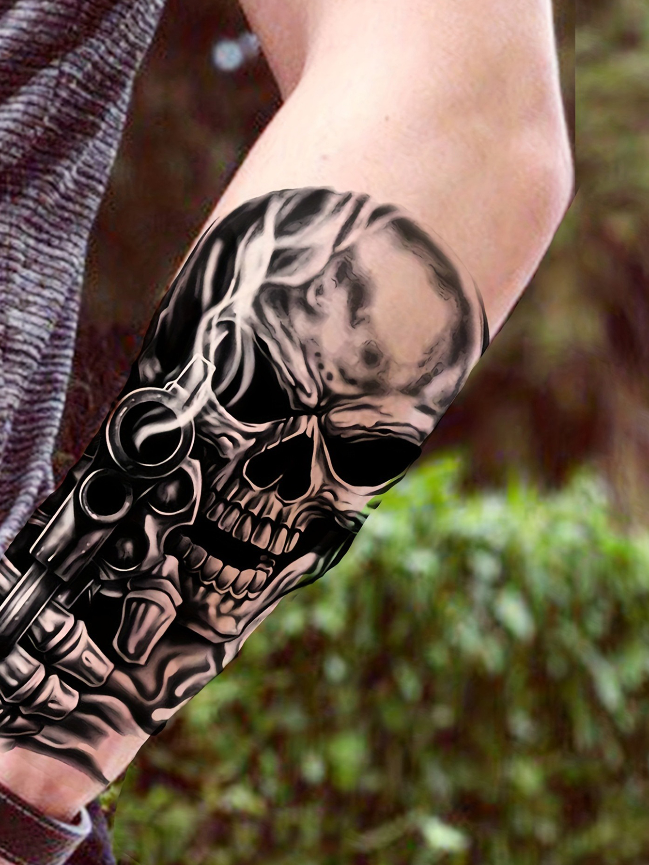 Realistic Death Skull Temporary Tattoo